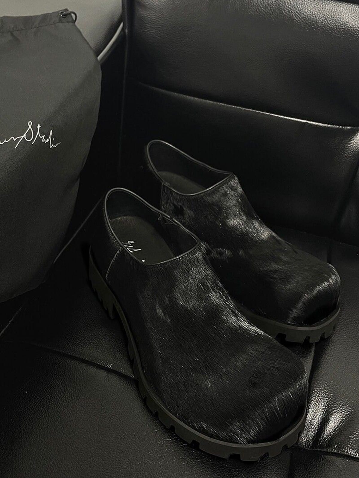 JCAESAR STUDIO Horsehair Platform Derby Shoes in Black - Lifestyle