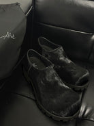 JCAESAR STUDIO Horsehair Platform Derby Shoes in Black - Lifestyle