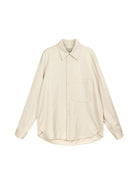 SIMPLE PROJECT Lyocell Cotton Pocket Work Shirt in Cream