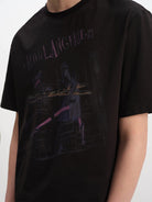 JCAESAR STUDIO Textured Baguette Print T Shirt in Black - On Male Model