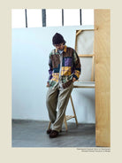 USAGE Cotton Plaid Patchwork Shirt in Patchwork - On Male Model