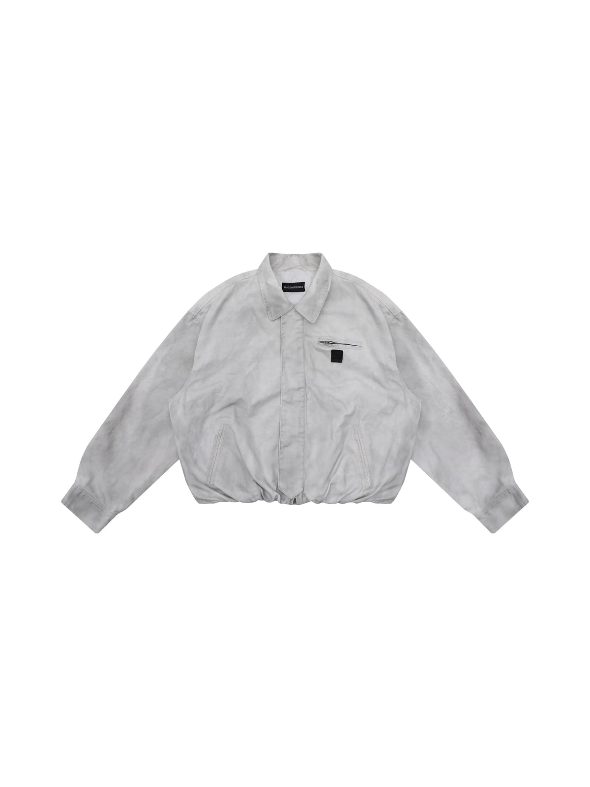 MASONPRINCE Distressed Cotton Cocoon Workwear Jacket in Gray