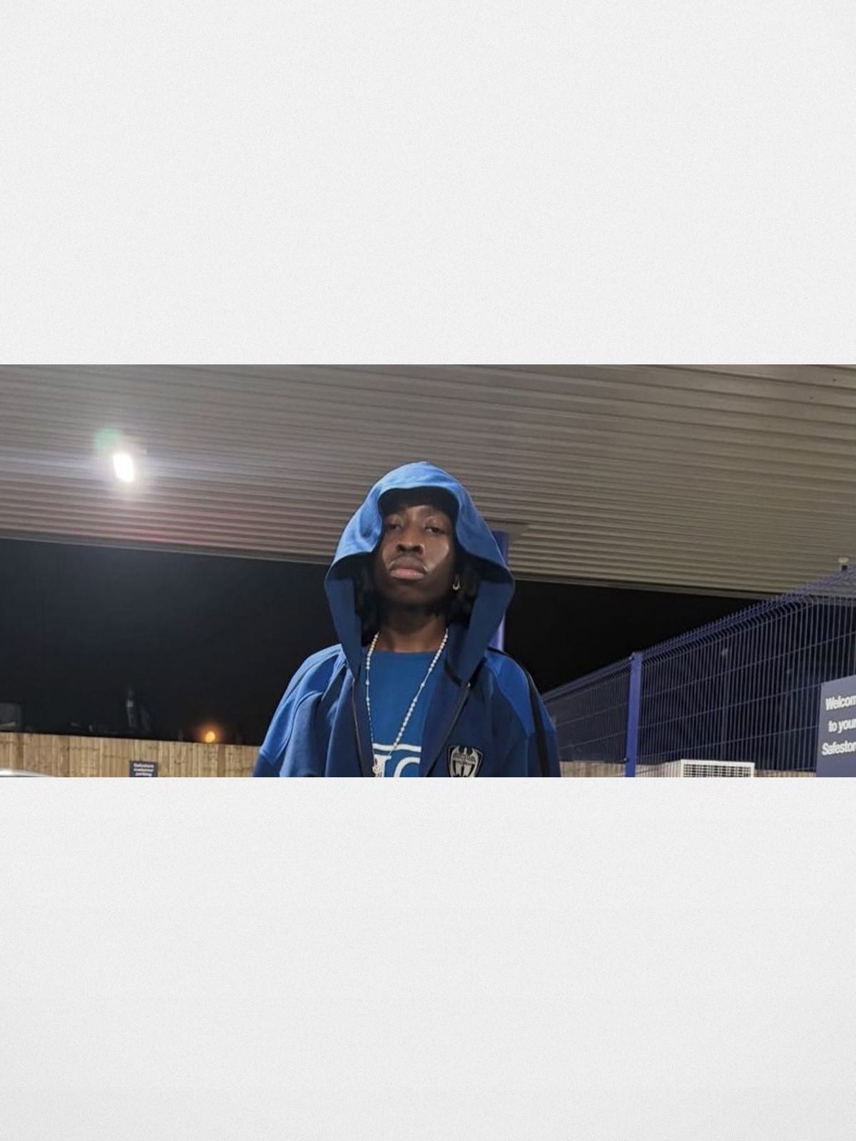 BLINDNOPLAN Hooded Colorblock Track Jacket in Blue - On Male Model