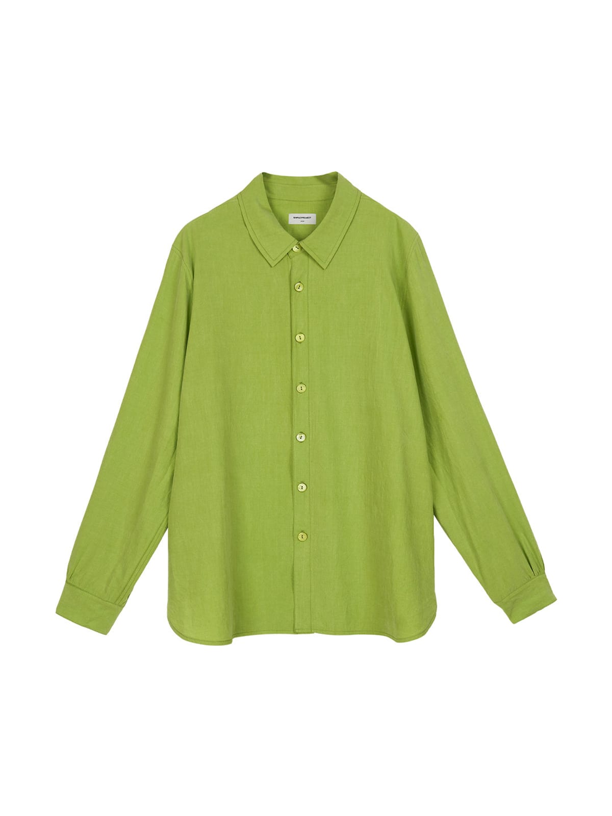 SIMPLE PROJECT Washed Lyocell Long Sleeve Shirt in Green
