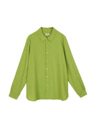 SIMPLE PROJECT Washed Lyocell Long Sleeve Shirt in Green