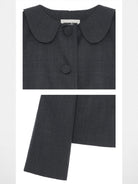 SHUSHUTONG Peter Pan Collar Wool Blend Jacket in Gray - Detail