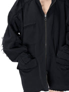 D5ove Distressed Multi Pocket Military Jacket in Black - On Model