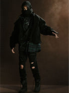 D5ove Structured Panelled Short Jacket in Black - On Model