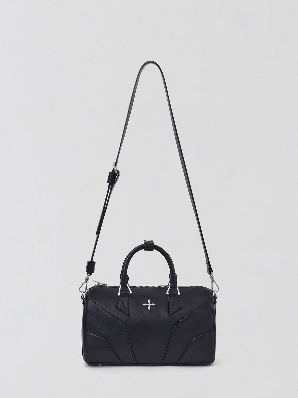 SMFK Medium Leather Cross Motif Handbag in Black