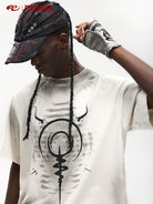 PERSONSOUL Distressed Raglan Graphic T Shirt in White - On Male Model