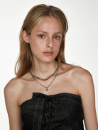 BLACKHEAD Two Tone Spliced Chain Necklace in Gray - On Female Model