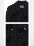 SHUSHUTONG Embellished Wool Blend Cropped Jacket in Black - Detail