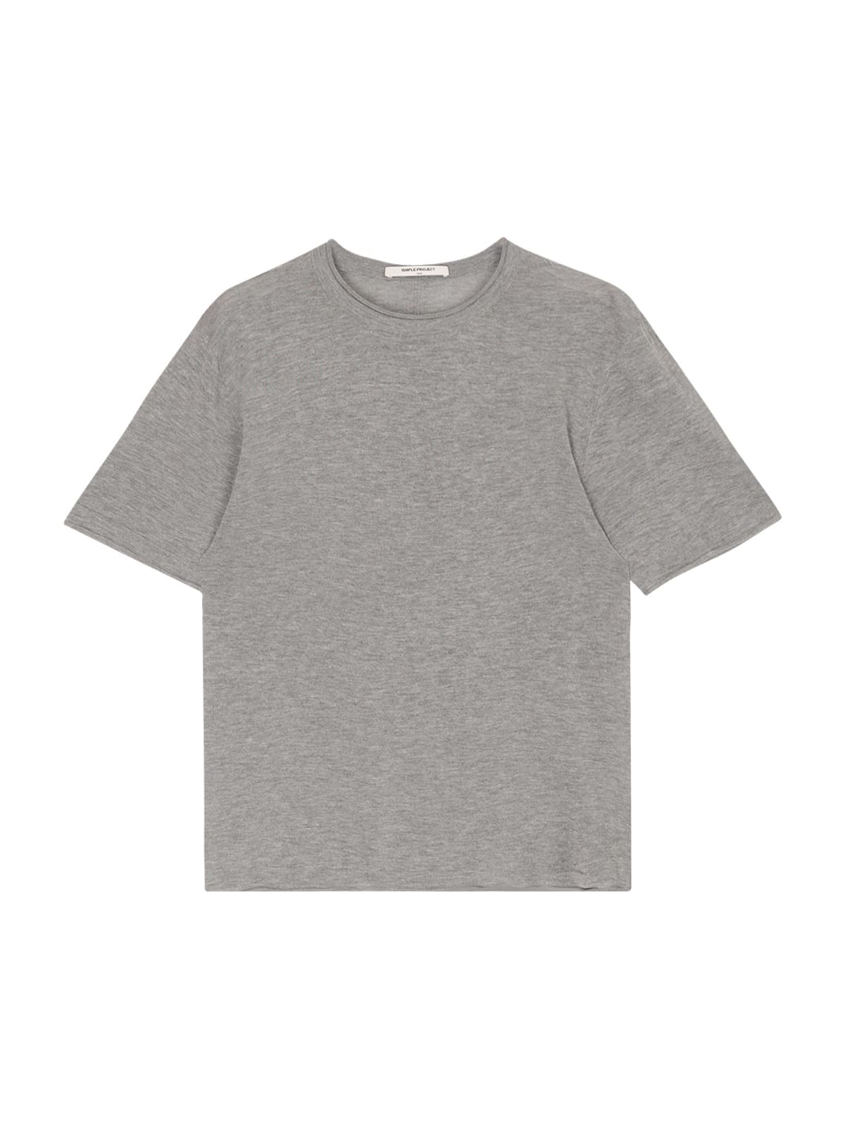 SIMPLE PROJECT Linen Blend Crewneck T Shirt in Gray