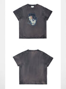 SOD Distressed Vintage Wash Portrait Tee in Purple