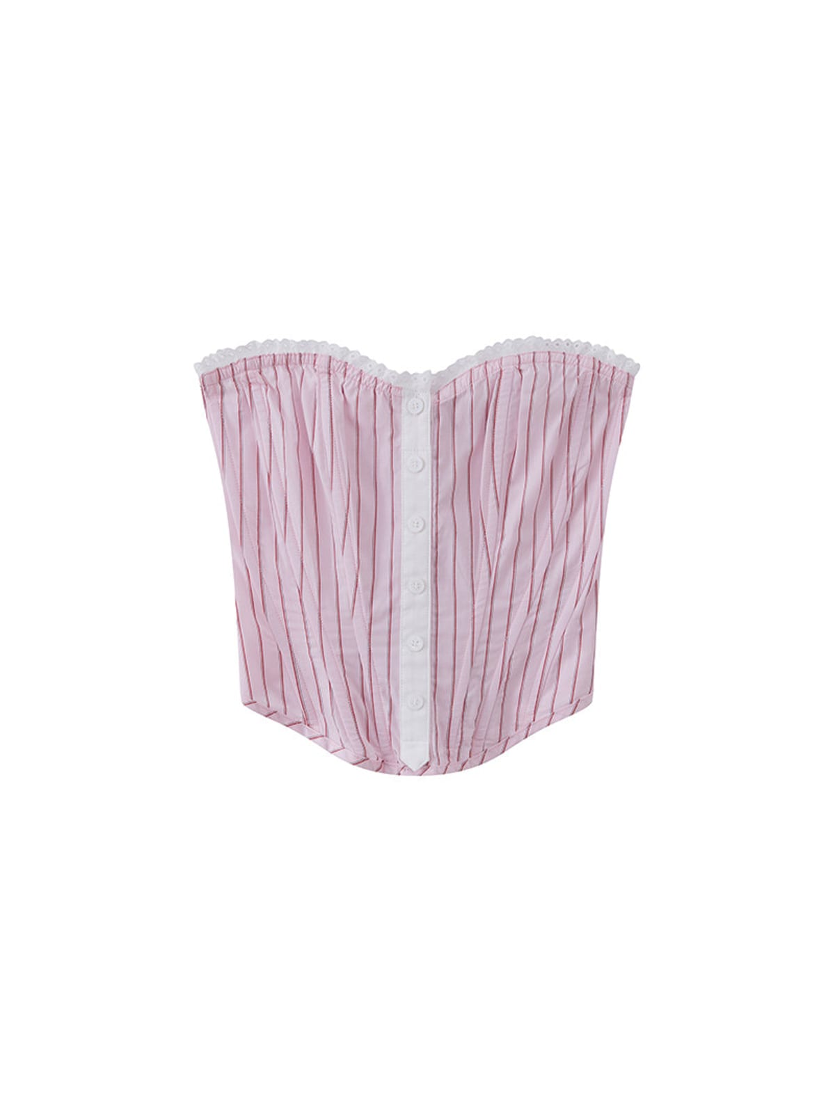 SweetChilling Striped Strapless Corset Top in Pink