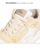 KILLWINNER Khaki Distressed Denim Low Top Sneakers in Khaki - Detail