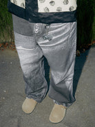 SOD Digital Print Wide Leg Jeans in Black - On Model