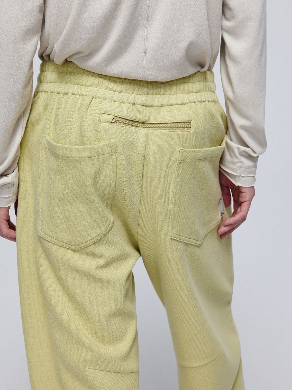 SIMPLE PROJECT Wooden Bead Drawstring Sweatpants in Mint - On Model