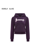 RARELY ALIKE Polka Dot Poodle Cropped Hoodie in Purple