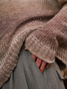 Retro 21 Gradient Open Knit Wool Blend Sweater in Beige - On Model
