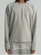 JCAESAR STUDIO Structural Seam Viscose Sweatshirt in Light Gray - On Model