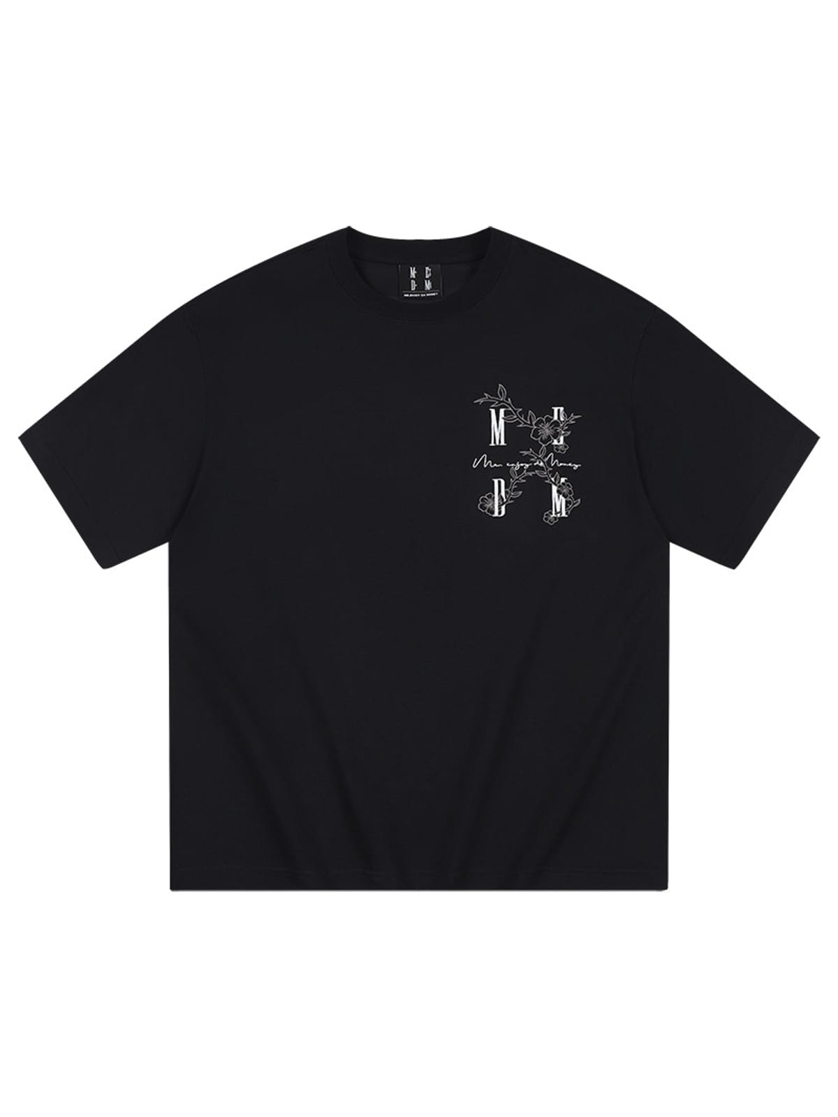 MEDM Floral Graphic Cotton Sorona T Shirt in Black