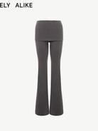 RARELY ALIKE Low Rise Layered Flared Yoga Pants in Gray