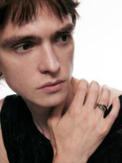 BLACKHEAD Convertible Structural Steel Ring in Gray - On Model