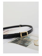 PANLULUPAN Top Grain Leather Square Buckle Belt in Black - Lifestyle