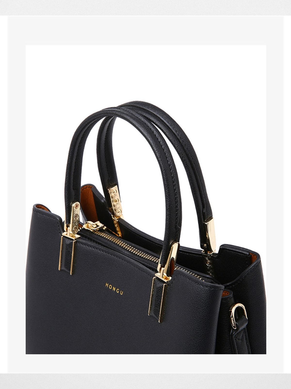 HONGU Split Cowhide Crossbody Handbag in Black - Detail