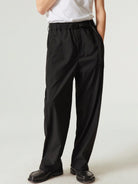 SIMPLE PROJECT Quick Release Belt Straight Leg Trousers in Black - On Model