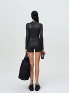 SMFK Zip Front Stand Collar Active Jacket in Gray - On Model