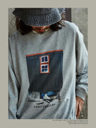 USAGE Air Spun Cotton Graphic T Shirt in Gray - On Male Model