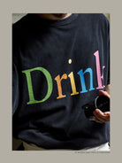 USAGE Faded Rainbow Logo T Shirt in Black - On Male Model