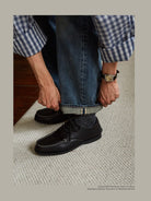 USAGE Heavily Washed Selvedge Denim Jeans in Washed Denim - On Male Model