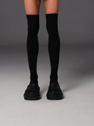 SMFK Cotton Blend Athletic High Socks in Black - On Model