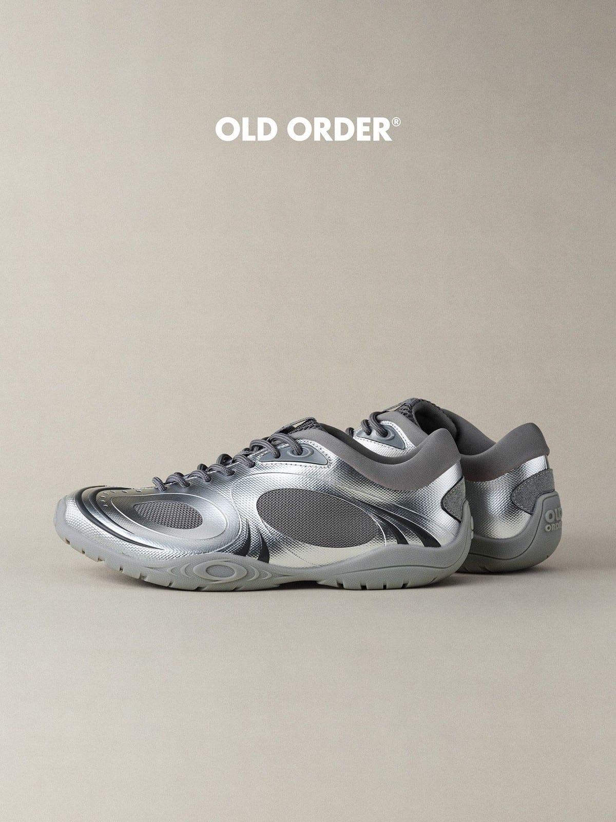 OLDORDER Metallic Chunky Track Sneakers in Silver