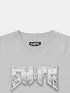 SMFK Metallic Logo Cotton T Shirt in Gray - Detail
