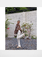 BeerBro Route 96 Retro Varsity Jacket in Coffee - On Female Model
