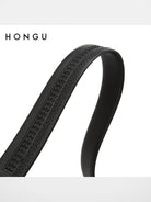 HONGU Cowhide Leather Automatic Buckle Belt in Black - Detail
