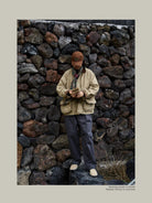 USAGE Heavyweight Cotton Canvas Barn Jacket in Beige - On Male Model