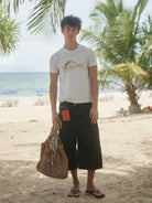Retro 21 California Graphic Cotton T Shirt in White - On Male Model