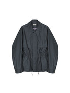 SIMPLE PROJECT Coated Drawstring Hunting Jacket in Gray
