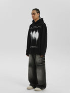 LOSTCTRL Silhouette Graphic Cotton Hoodie in Black - On Model