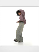 MASONPRINCE Inside Out Washed High Waisted Jeans in Denim - On Female Model