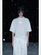 MASONPRINCE Reflective Heavyweight Cotton T Shirt in White - On Male Model