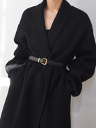 PANLULUPAN Full Grain Leather Square Buckle Belt in Black - On Model