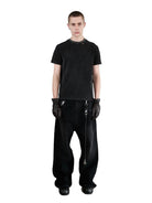 UNKNOWNWORLD Washed Distressed Slim Fit T Shirt in Black - On Male Model