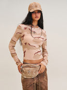 SMFK Distressed Denim Waist Bag in Denim - On Female Model