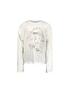 JCAESAR STUDIO Piano Print Tencel Wool Long Sleeve Top in White